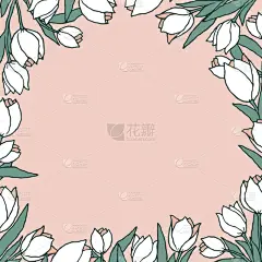 矢量,春天,绘画插图,边框,漫画,分离着色,高雅,贺卡,蓝色背景,郁金香