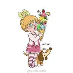 一组可爱的小女生！ 
ins：marta._.may ​（转）via @小清新水彩插画 ​ ​​​​