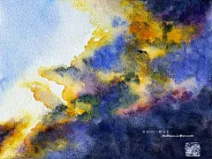 水彩插画——冲破乌云就是蓝天-Jessie一颗豆子_原创,水彩,插画,每日一涂,手绘,场景,奇幻,风景,天空,云彩_涂鸦王国插画