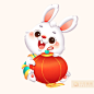 抱灯笼白兔兔年新年手绘元素
