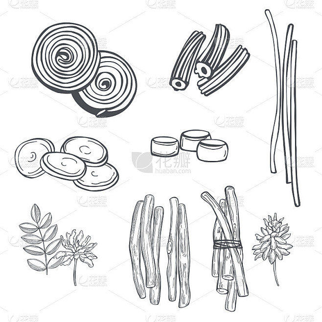 甘草糖。矢量插图。