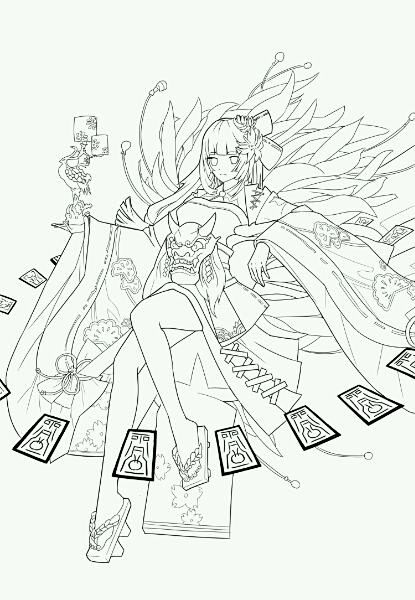 阴阳师的自勾线稿，乱入几张原创。。。_看...