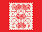 Our 2¢ heart geometric illustration stamps red black branding design