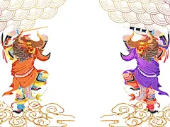 彩色卡通手绘古风国潮风元旦新年春节牛年过年牛元素PNG素材