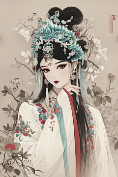 戏曲花旦人物插画形象