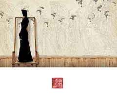 复古风中国风工笔画古典海报背景照片摄影楼后期PSD设计素材模板-淘宝网
