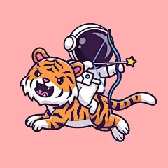 宇航员骑老虎射箭插画矢量图设计素材