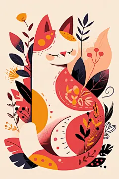 猫咪插图动植物插画素材