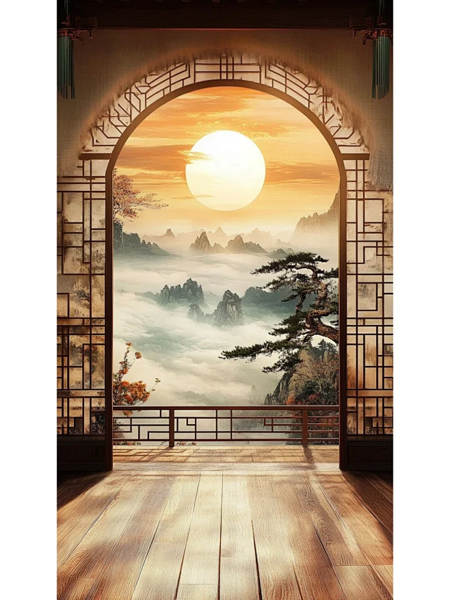 中式风景场景 直播间背景素材 - 小红书