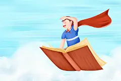 披着超人披风的男孩坐在飞着的书本上插画

插画，插图，手绘，儿童节，书籍，阅读日，儿童，教育，男孩，
孩子，想象力，飞翔，书本，开心，喜悦，蓝天白云，天空，卡通，
文化