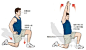 17. 举臂弓步伸展 (Lancelot Stretch)：

对于有腰椎僵直问题的人，这会是一个很好的伸展动作。它可以伸展屈髋肌群，尤其可加强训练髂腰肌。髂腰肌直接与腰椎作连结，因此保持此肌肉的柔软度是很重要的。

作法：a. 双脚站立与肩同宽，双手置于髋部。以左腿向前跨出弓箭步，双膝同时弯屈，直到右膝与右足背与地面接触，保持身体直立，眼睛直视前方。b. 手臂高举过头，右手臂在左手臂前方，手掌交迭。上举的同时，将髋部向后旋。在动作的末端停顿几秒，然后回复起始位置。完成所需的组数后，换边进行。