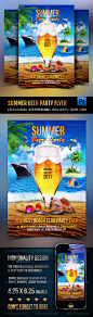 Summer Beer Party Flyer 海边国外海报模板素材源文件-淘宝网
