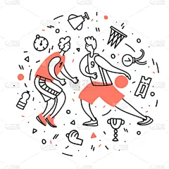 绘画插图,篮球运动,矢量,部分,运动,球,儿童,背景,球场