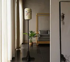 地灯立式灯新中式轻奢手绘真丝落地灯[摆设出品]卧室客厅ins风-淘宝网