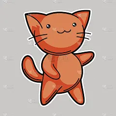 可爱的红猫。贴纸的乐趣。