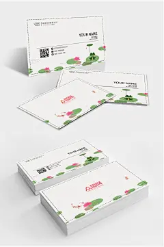 小清新荷花中国风名片-众图网