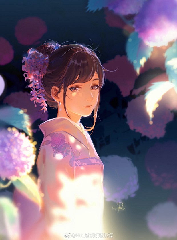 日本和服kimono女生唯美插画