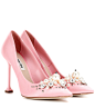 Embellished satin pumps : Pink embellished satin pumps