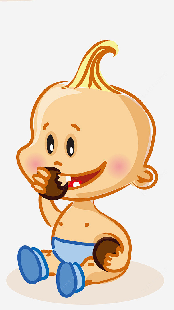 手绘卡通婴儿吃饼干高清素材动画卡通婴儿可爱婴儿婴儿产品设计婴儿
