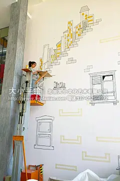 咖啡厅墙绘,简约清新手绘墙,楼梯间彩绘,建筑外墙壁画,砖头,树木,鸟笼,窗户,黑猫,隔板,餐厅手绘墙,办公室手绘墙,北京墙绘公司,墙绘素材,手绘培训,壁画价格