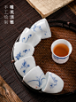 咏春纪手绘白瓷功夫茶具套装景德镇陶瓷家用办公会客高档礼盒送礼-淘宝网