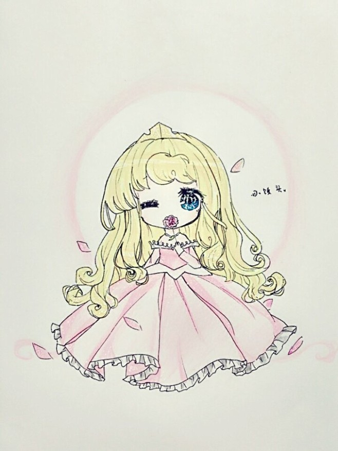 手绘彩铅睡美人