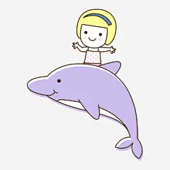 卡通人物卡通小孩高清素材 卡通人物 卡通小孩 可爱 孩子 小孩 海洋生物 海豚 免抠png 设计图片 免费下载