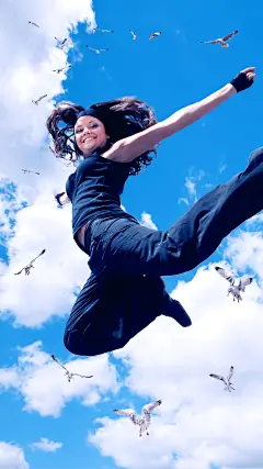 Jumpping girl cutout Instagram Story