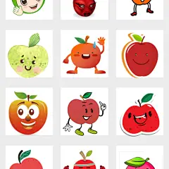 卡通红苹果水果可爱苹果表情包苹果png免扣素材