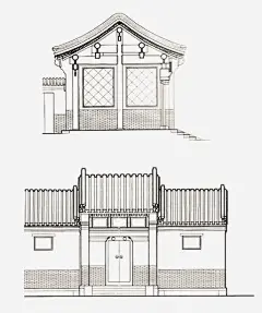 古代建筑免抠素材_新图网 https://ixintu.com 古典建筑 地产元素 手绘 线条 房子 门院