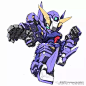 晓击霸MK-II 铁拳外甲，Q版机械人插画；作者：モトタロ，@mototaro_motto，文章转自Hobbyss高达模型，分享：宅客动漫，网站。
