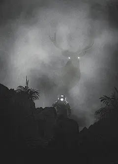 波兰艺术家 Dawid Planeta 忧郁、神秘的黑白插画。鹿妖视界的照片 - 微相册