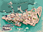 186新加坡美食海鲜地图空中花园摩天轮鱼尾狮扁平化矢量EPS素材-淘宝网
