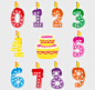 10款生日蛋糕数字蜡烛设计矢量素材