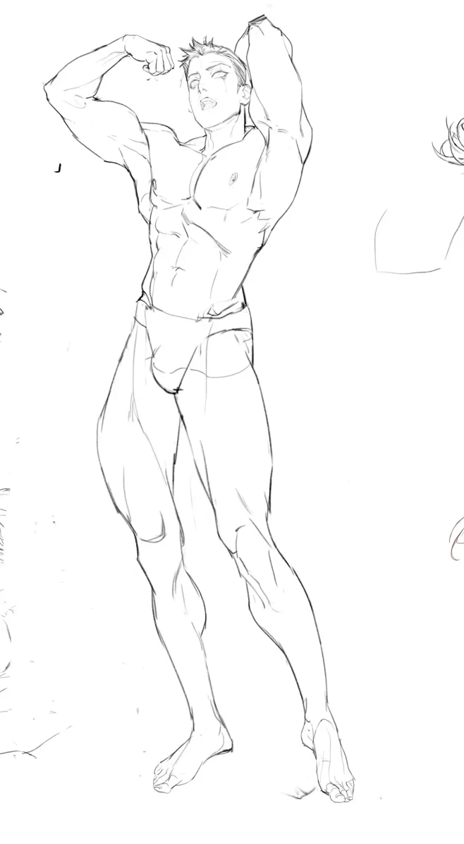 男人线稿#人体结构 #人体动态 #速写打...