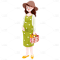 手绘-卡通孕妇穿搭人物插画贴纸9
