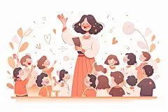 教师节扁平风插画-图巨人