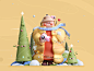3D c4d Character Christmas cute happy Holiday kawaii Love new year