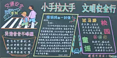 小手拉大手，文明一起走【交通安全高清黑板报图片】