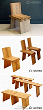 来自台湾HOMER设计工作室设计的折叠椅，通过传统链接工艺制作，可以轻松的让这款家具在折叠椅和长凳之间转换，并且可以拓展作为边桌、小书桌、茶几使用，简洁又多功能，HOMER携这款标称为HC11BC的折叠椅参加了干刚闭幕的2012伦敦设计节.