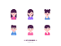 Lllustration design - my friends expression head portrait character pink blue girl boy design illustration icon ui