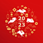 2023年中国新年生肖兔年东方传统节日促销宣传海报招贴EPS矢量模板插画素材 - 设计模版 - 美工云 - 上美工云，下一种工作！