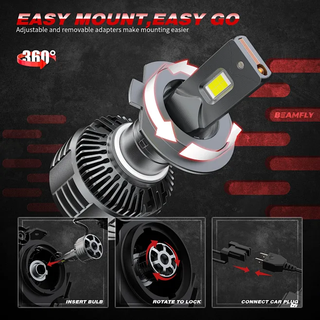 thumbnail: BEAMFLY H7 LED Lampen - 18000LM Ombouwset Grootlicht/Dimlicht 6000K Wit - 12V