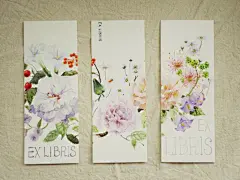 水彩画藏书票，书籍伴侣呀