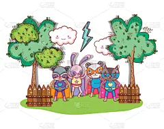 动物,动画片,可爱的,小的,兔子,熊,童年,欢乐