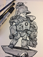 Inktober sketchbook stuff, Iain Thody : Rescue mech tech
