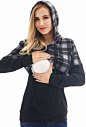 Amazon.com: Bearsland 女式孕妇哺乳运动衫连帽护理运动衫，带口袋, 大: Clothing