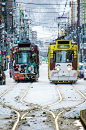 Streetcars in Sapporo, Hokkaido,Japan