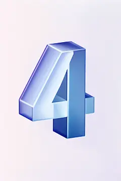 蓝紫渐变3D酸性透明玻璃数字4元素