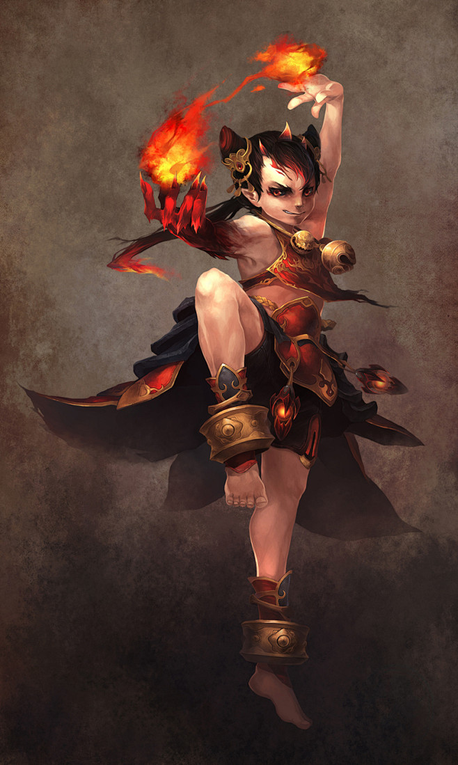 烨火的插画红孩儿